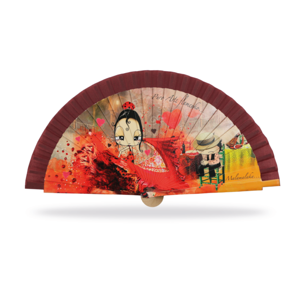 Abanico Malamalaka, de madera natural ARTE FLAMENCO, 23 cm