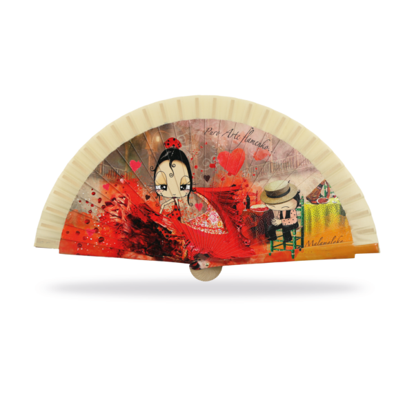 Abanico Malamalaka, de madera natural ARTE FLAMENCO, 23 cm