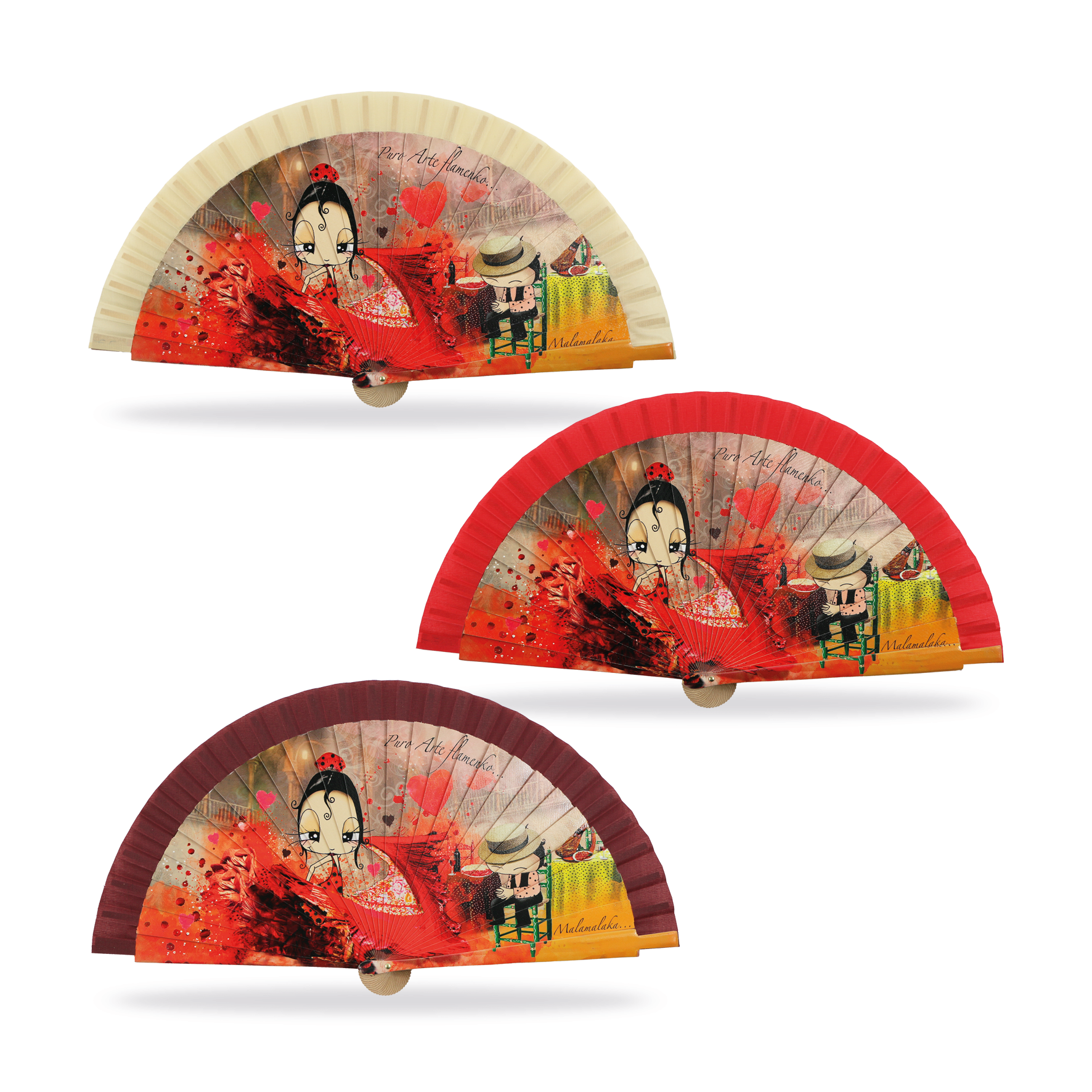 Abanico Malamalaka, de madera natural ARTE FLAMENCO, 23 cm