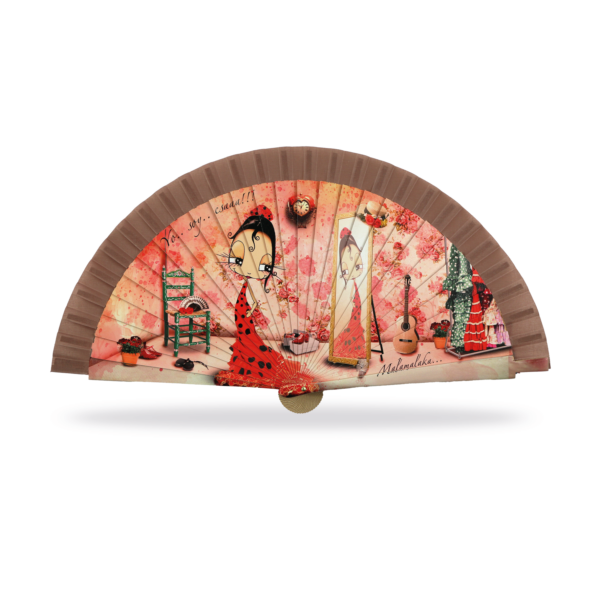 Abanico Malamalaka, de madera natural ESA SOY YO, 23 cm