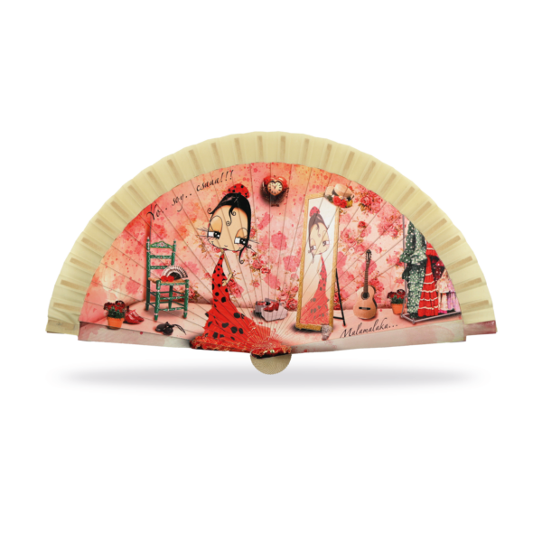 Abanico Malamalaka, de madera natural ESA SOY YO, 23 cm