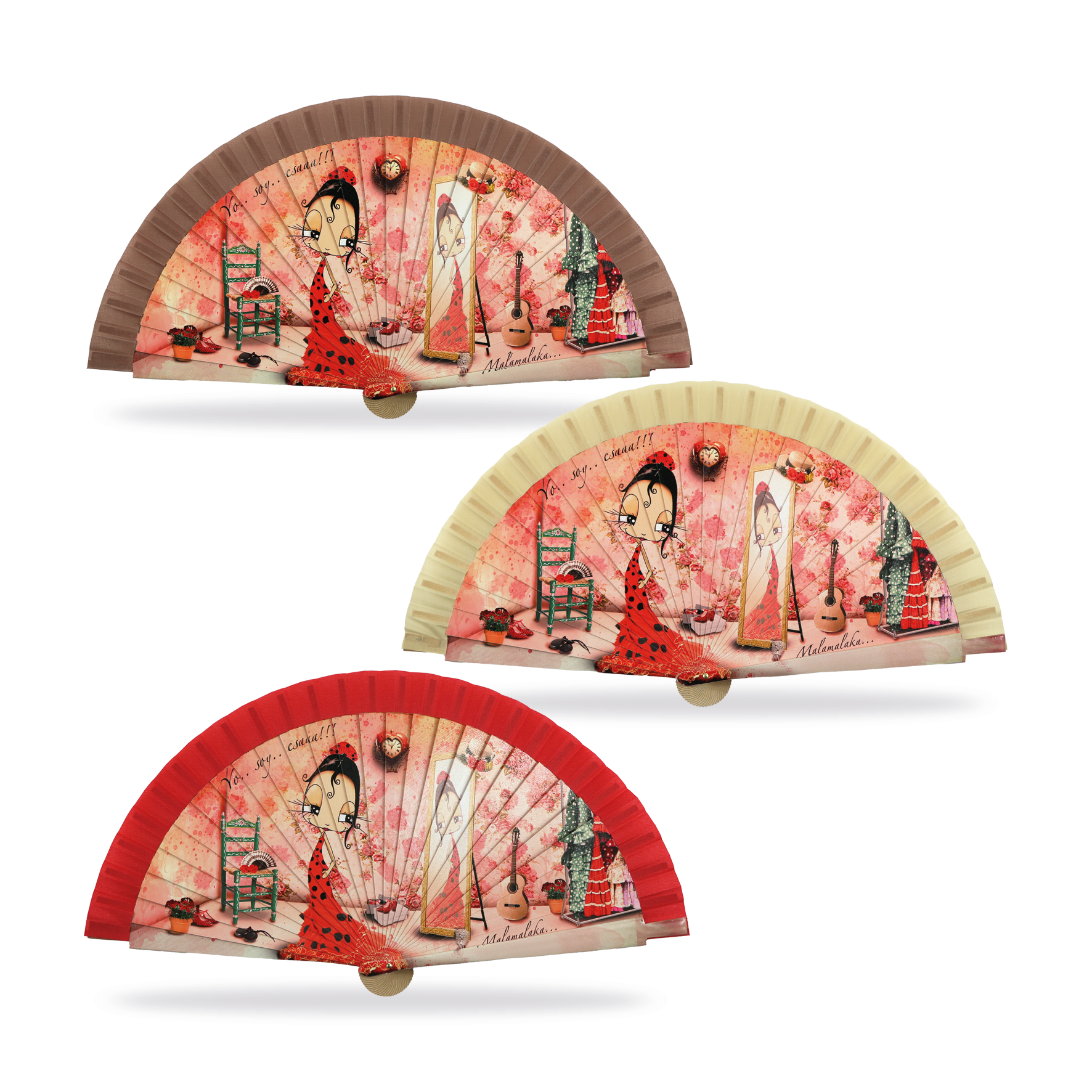 Abanico Malamalaka, de madera natural ESA SOY YO, 23 cm