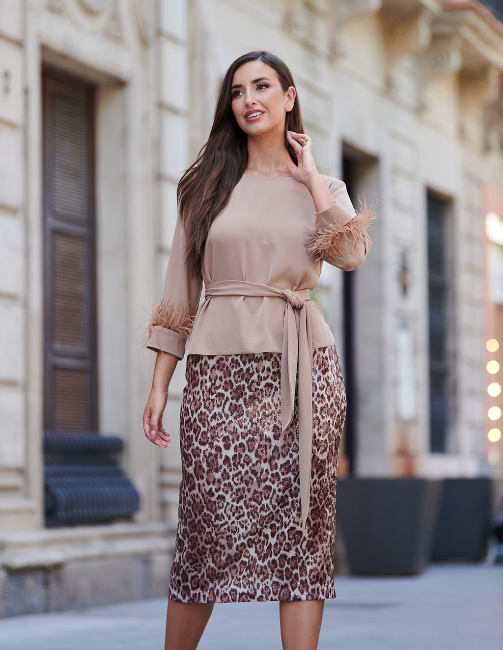 Conjunto falda con mini-lentejuelas para bodas