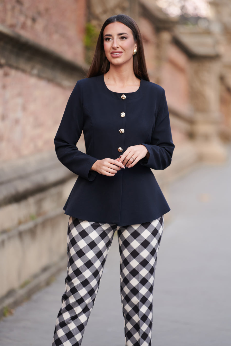 Conjunto Peplum & Pantalones Cuadros Vichy
