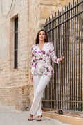 Conjunto de pantalón de lino y crespón para eventos