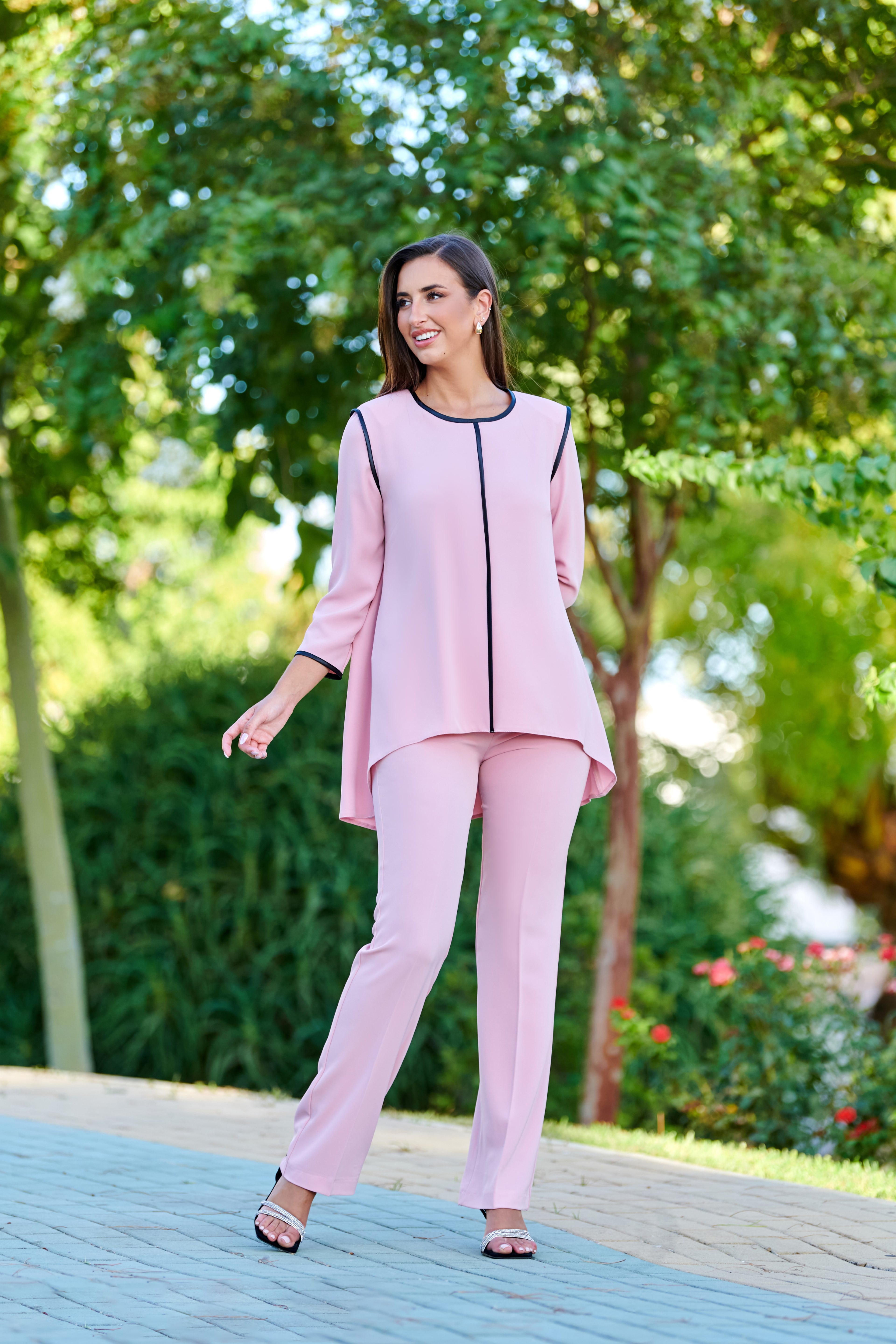 Conjunto de pantalón y blusón de crespón