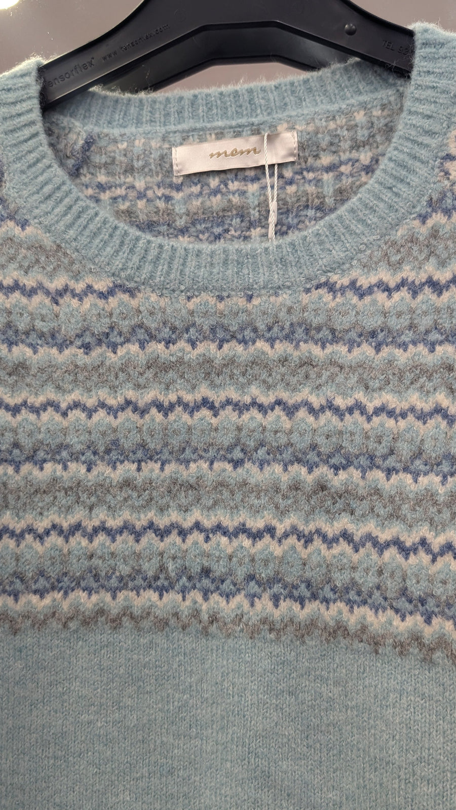 Jersey Punto Jacquard Azul Celeste