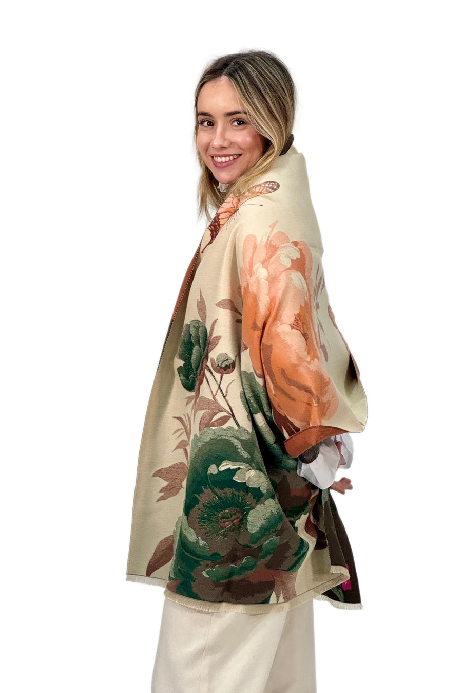 Pashmina floral maxi en color verde