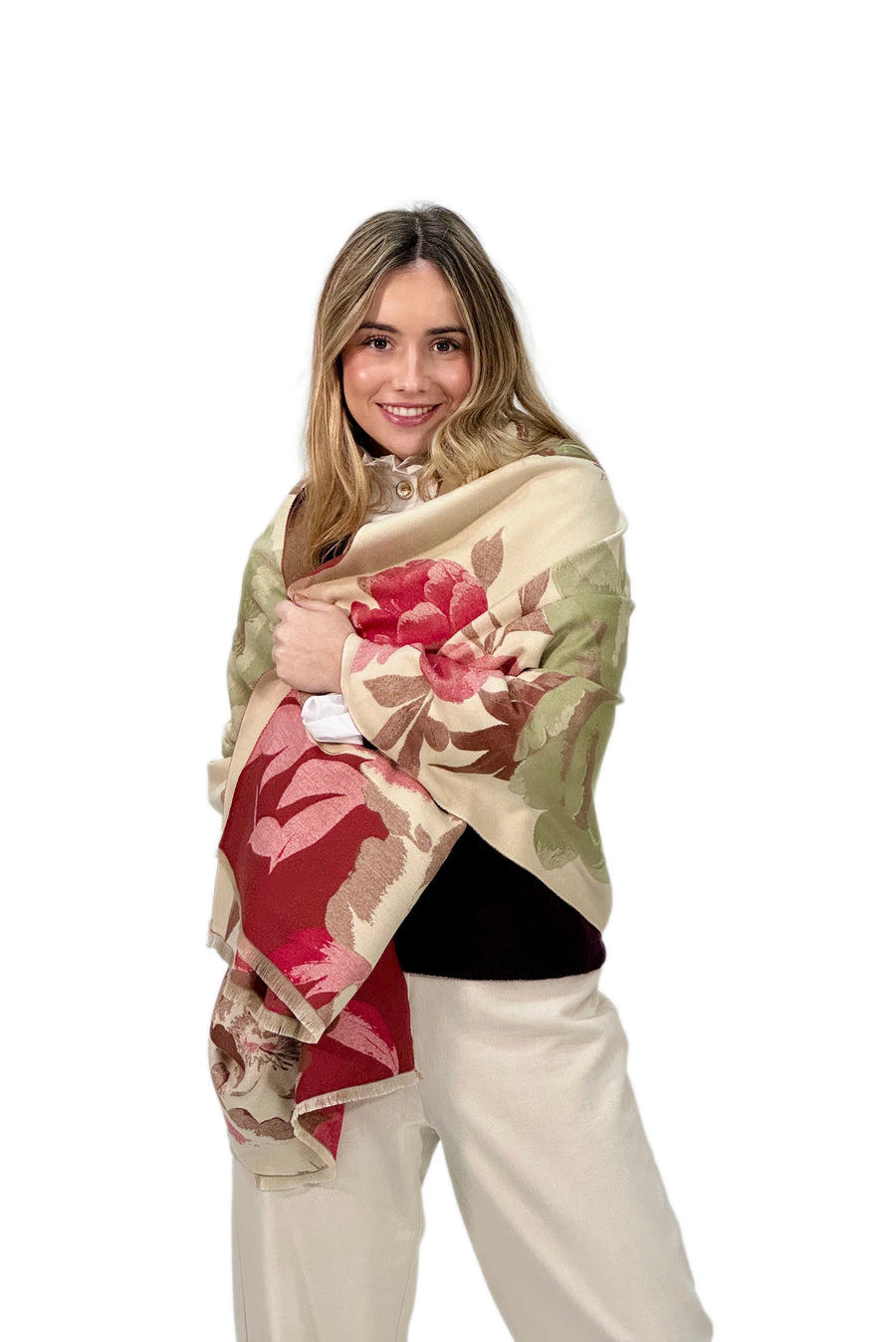 Pashmina floral maxi en color rojo