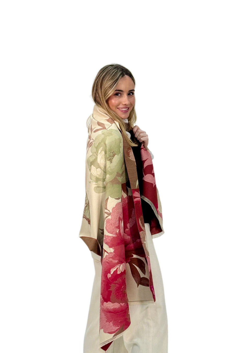 Pashmina floral maxi en color rojo