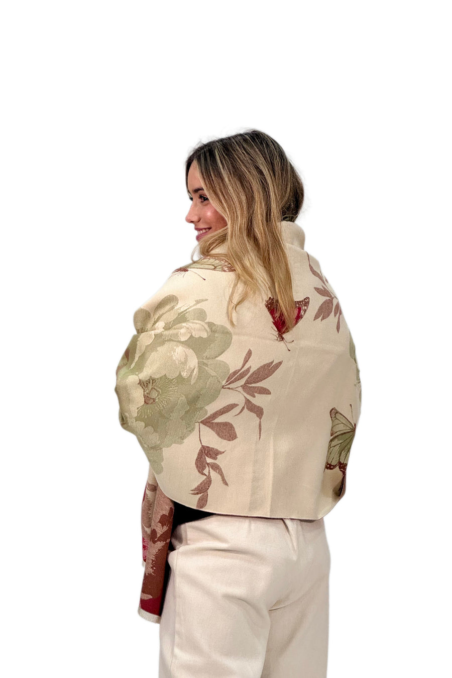 Pashmina floral maxi en color rojo