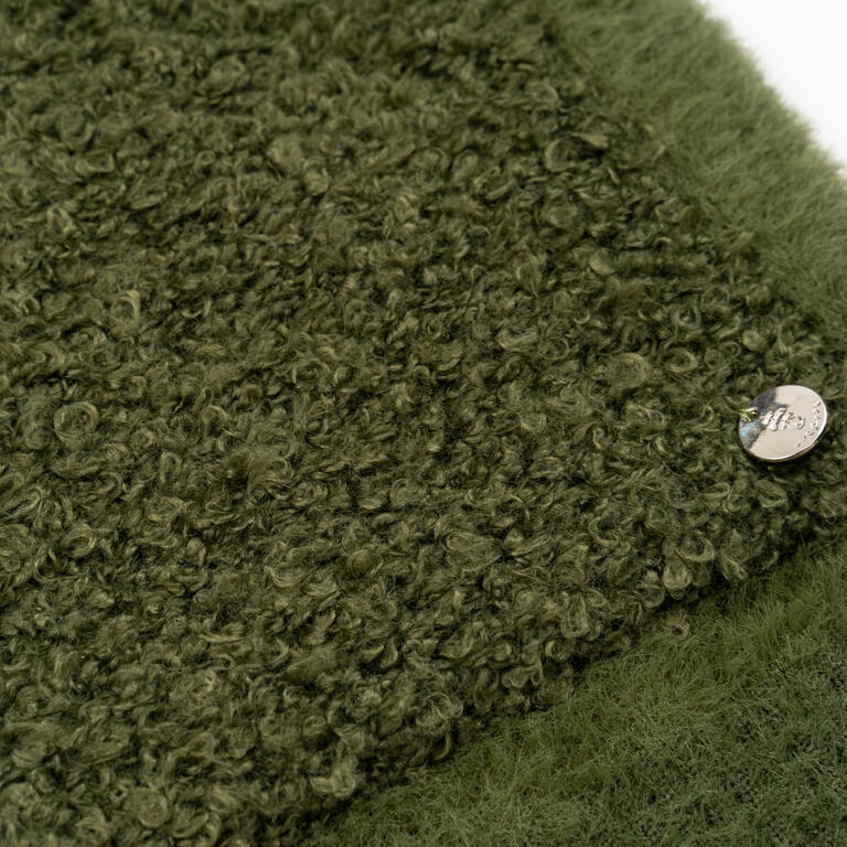 Chaqueta de Punto con Capucha Verde Caqui