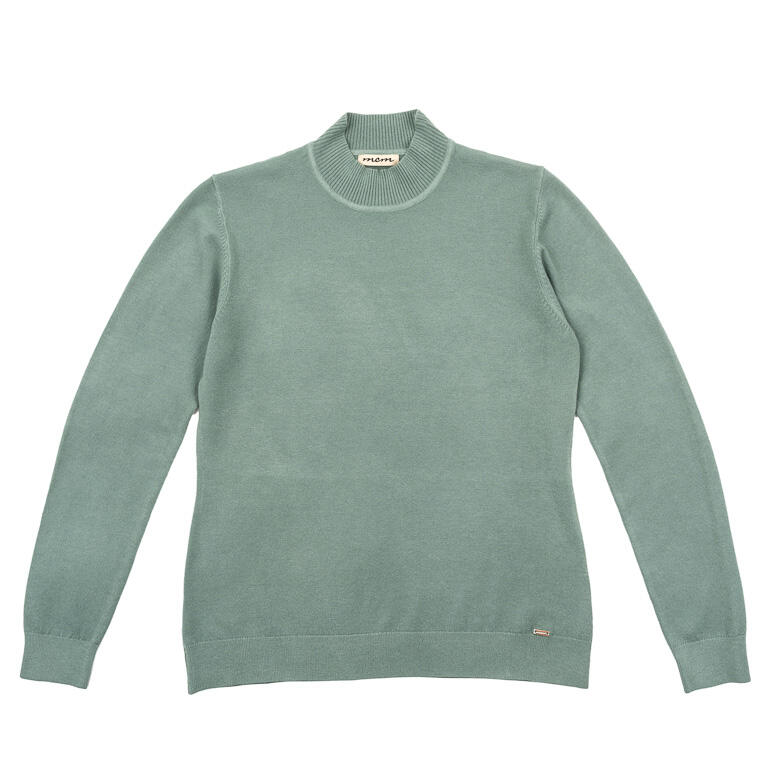 Jersey de Punto Fino con Cuello Perkins en verde agua