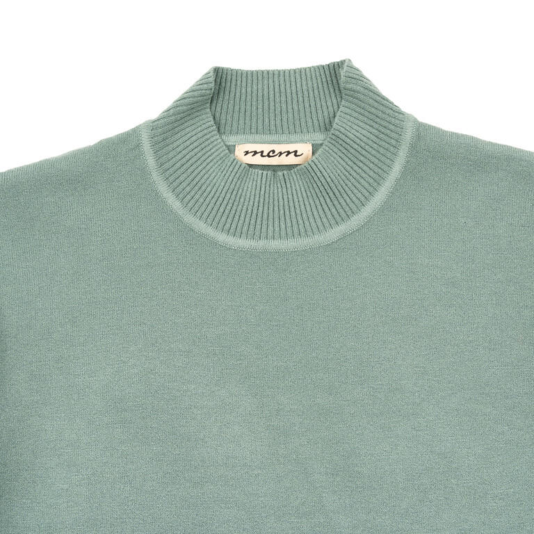 Jersey de Punto Fino con Cuello Perkins en verde agua