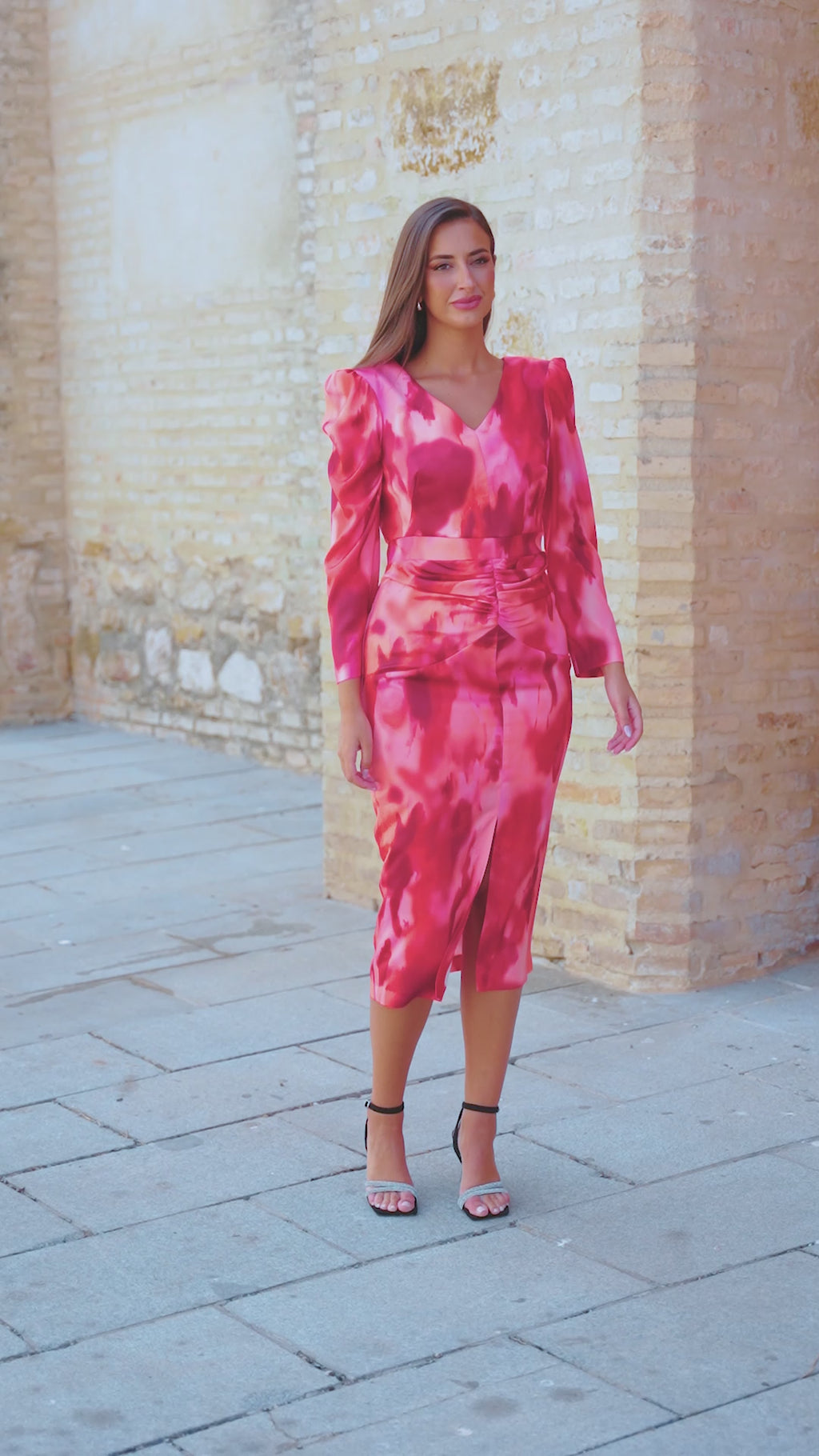 Vestido estampado con drapeado