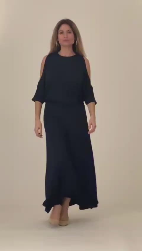 Conjunto de falda de vuelo y camiseta escotada