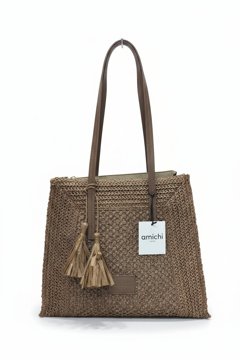 Bolso shopper de rafia Amichi