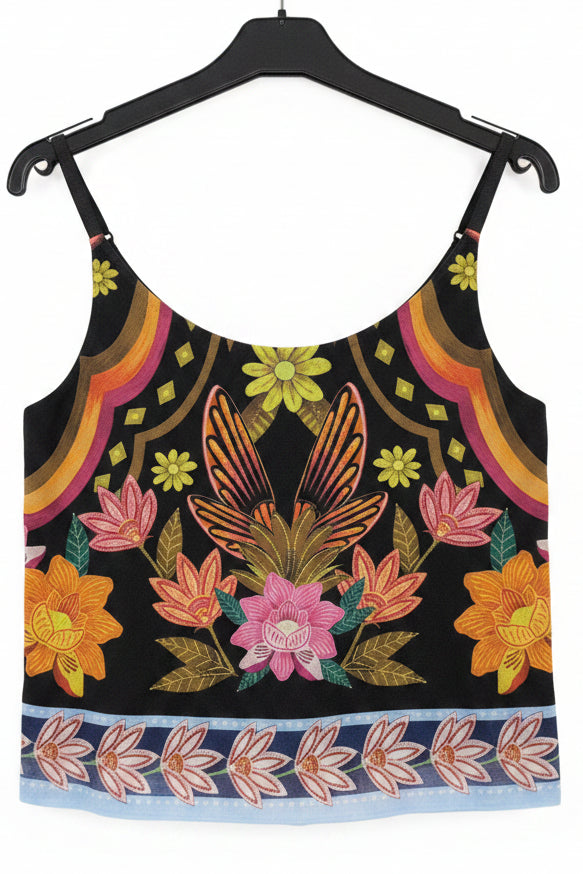 Top de tirantes con estampado étnico y floral