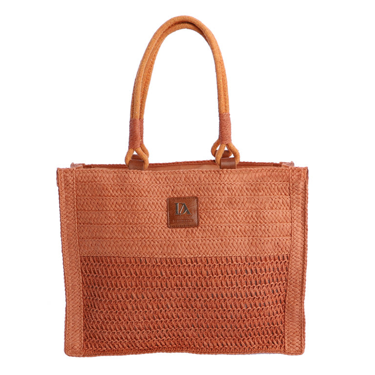 Bolso Tote de Estilo Rústico con Cierre de Cremallera