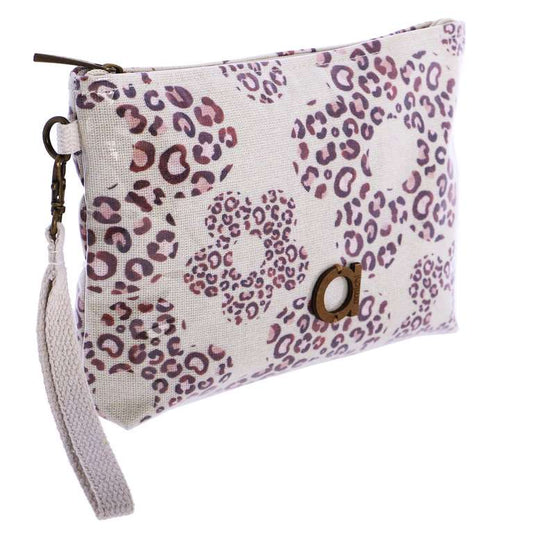 Bolso de mano plastificado Amichi con flores leopardo