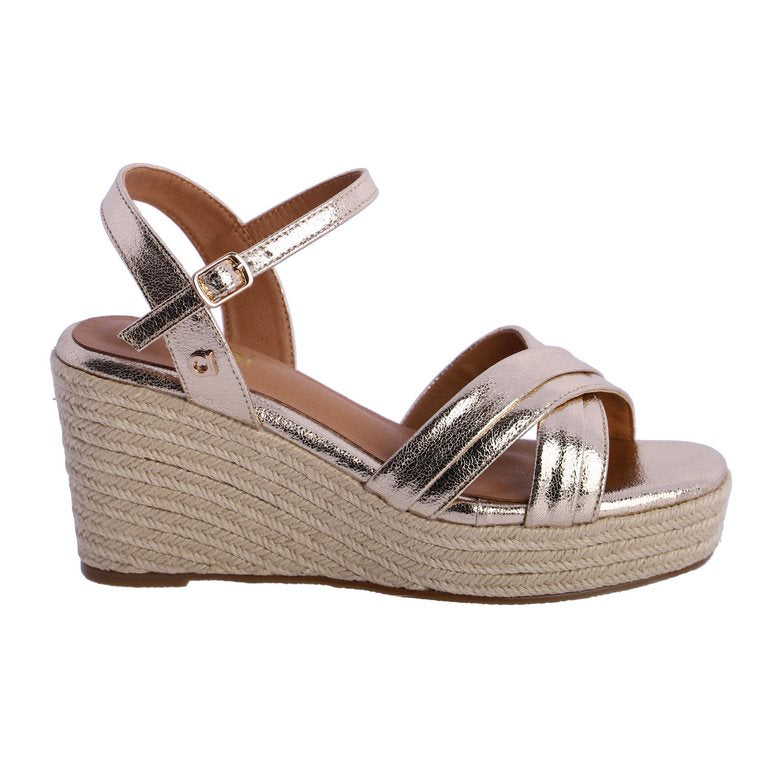 Sandalias de Cuña con Acabado Metalizado