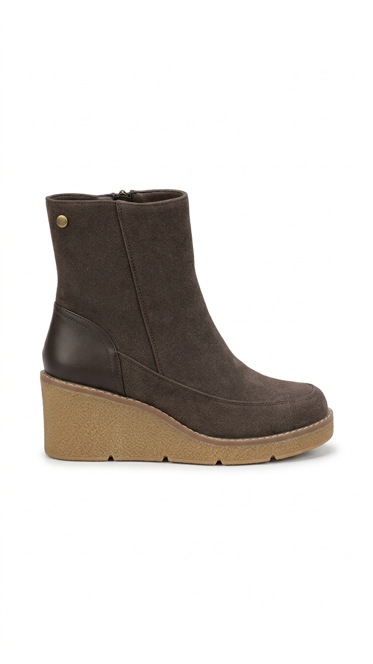 Bota de Media Caña con Cuña - Marrón Chocolate