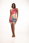 Vestido mini estampado floral artístico