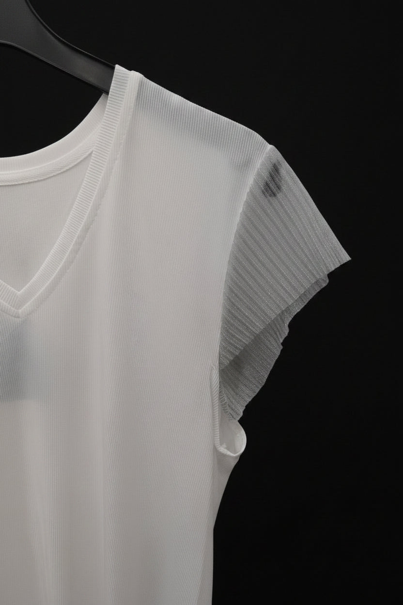 Camiseta con Mangas Plisadas y Lúrex