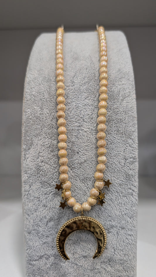 Collar Celestial Luna Creciente y Estrellas