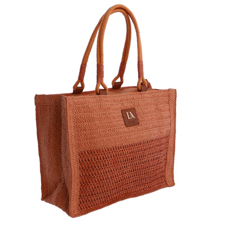 Bolso Tote de Estilo Rústico con Cierre de Cremallera