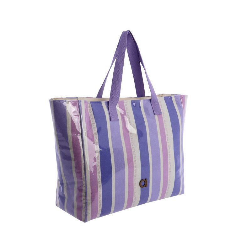 Bolso de Playa Impermeable a Rayas Lavanda Amichi