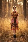 Vestido midi estampado con mariposas y flores