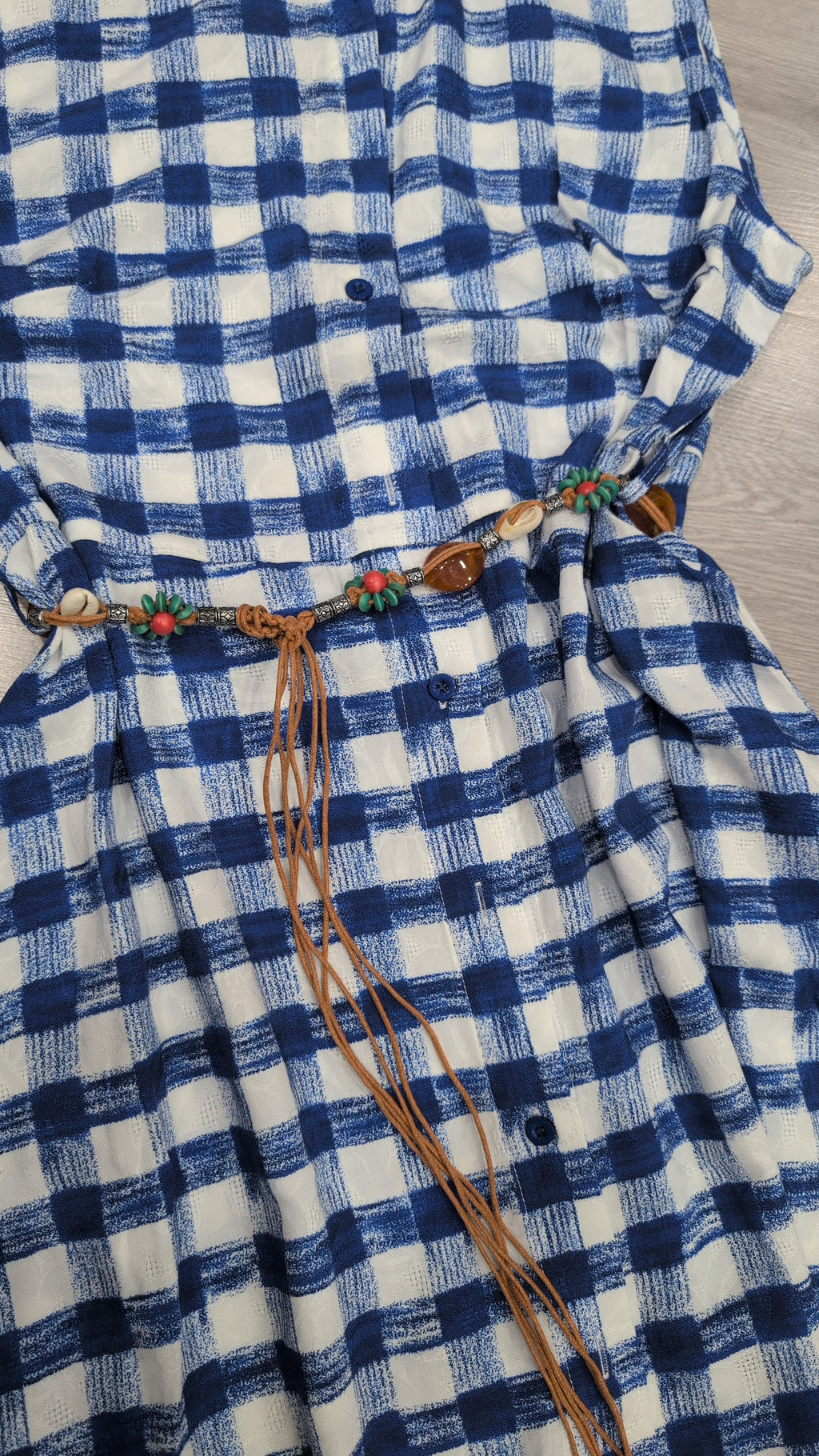 Vestido maxi gingham azul de verano