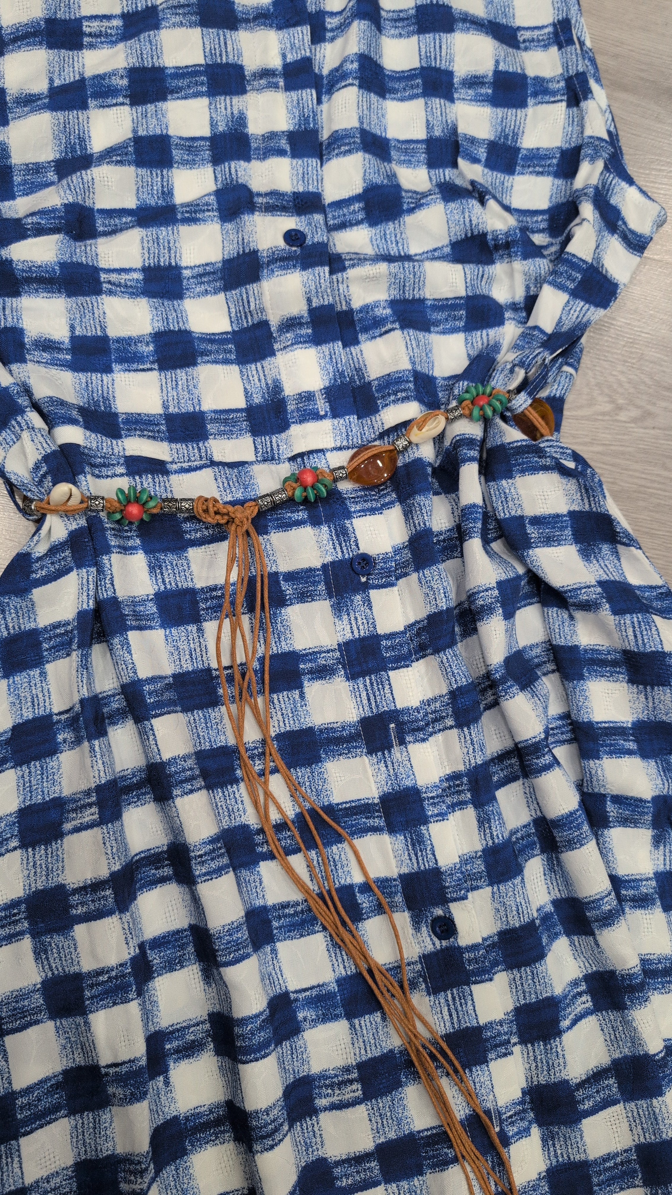 Vestido maxi gingham azul de verano