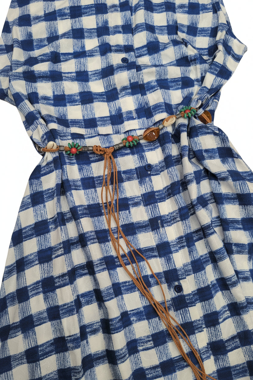 Vestido maxi gingham azul de verano