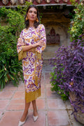 Vestido Midi Estampado Ikat con Detalle de Flecos