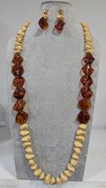 Conjunto de Collar y Pendientes Ámbar y Marfil