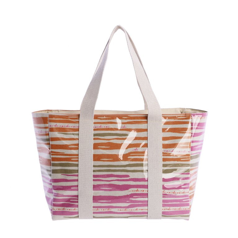 Bolso de Playa Plastificado Amichi – Estampado Rayas Multicolor