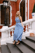 Vestido maxi gingham azul de verano