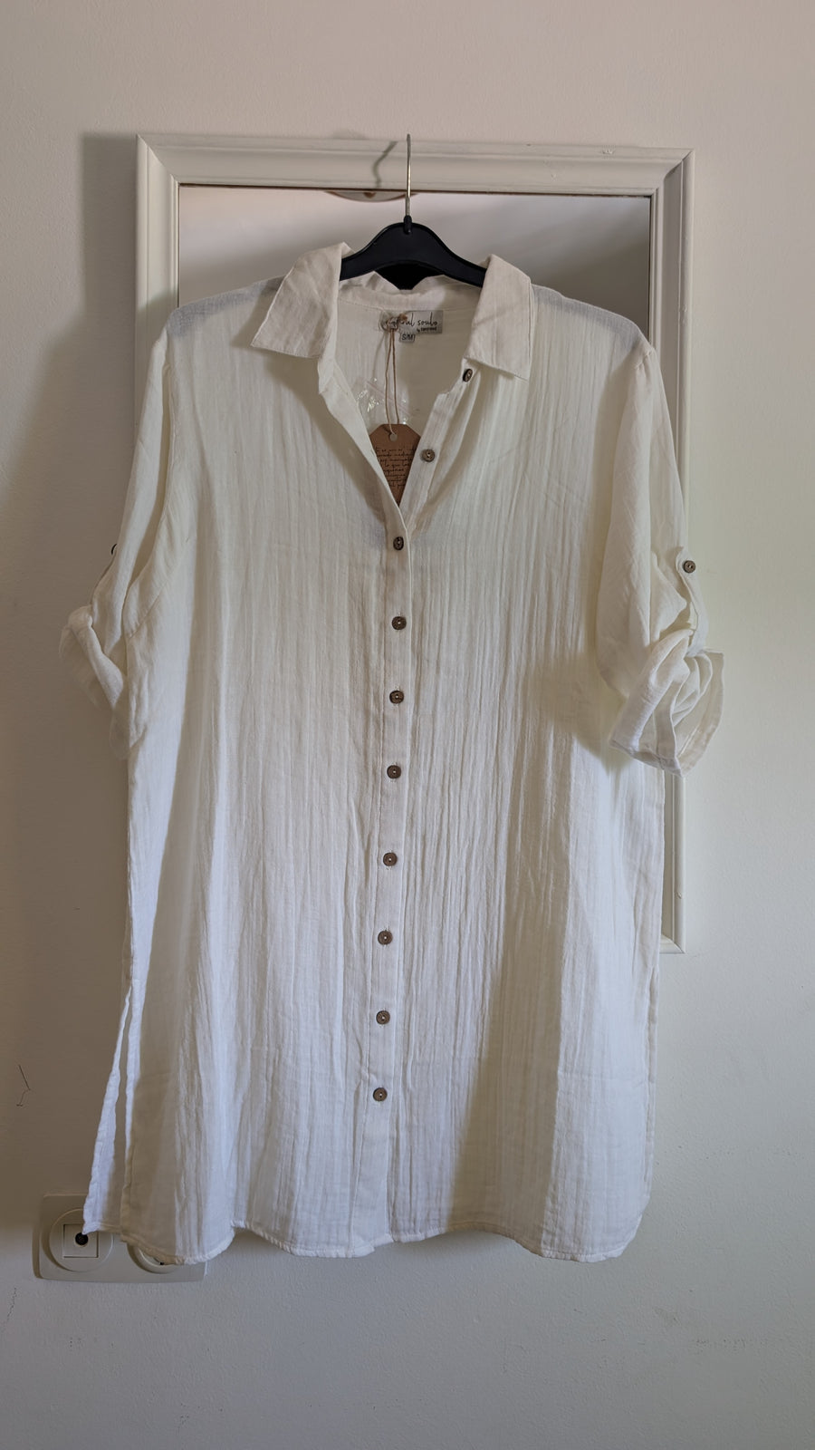 Camisa Túnica Oversize de Algodón Bambula Blanco
