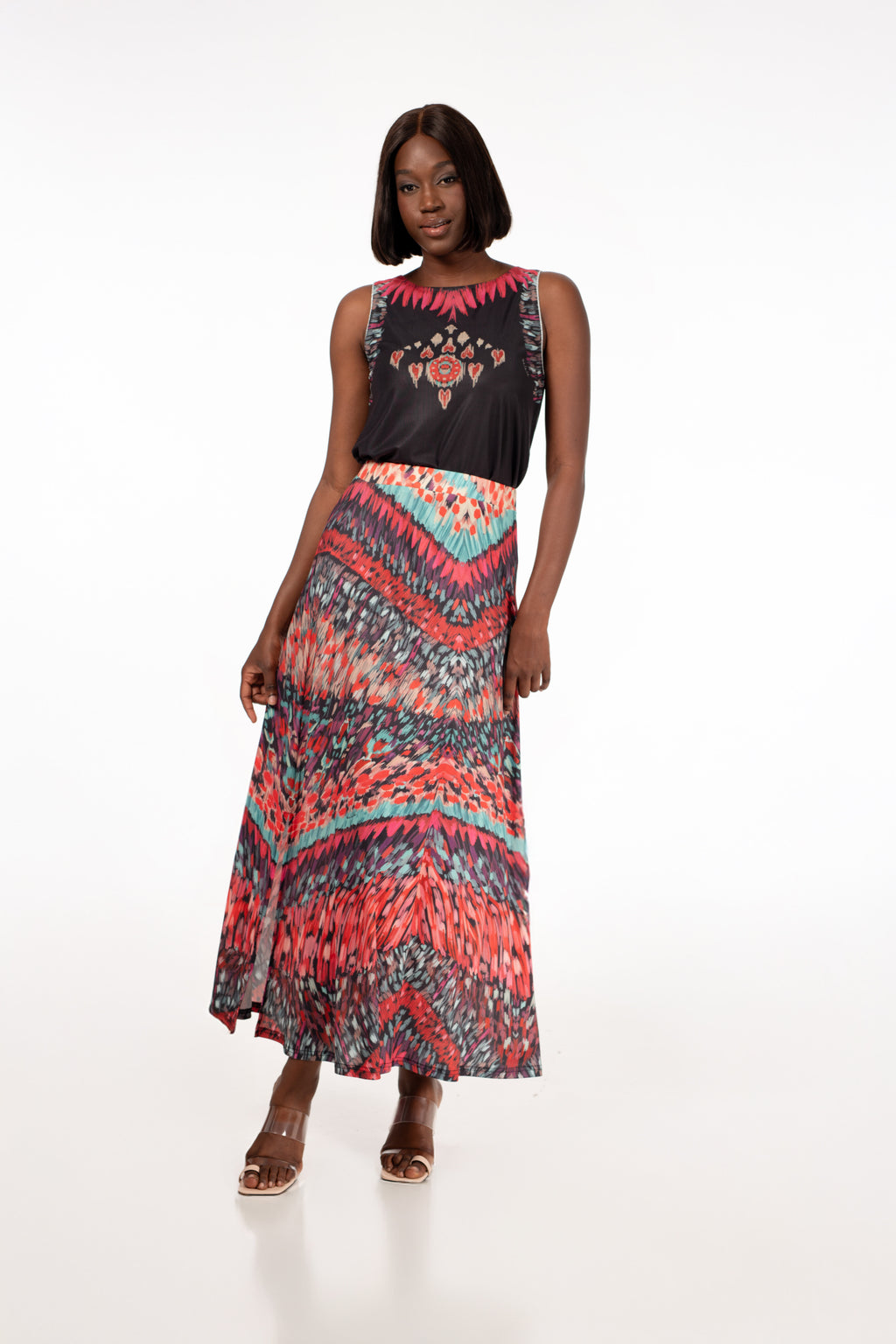 Falda maxi estampado colorido de verano
