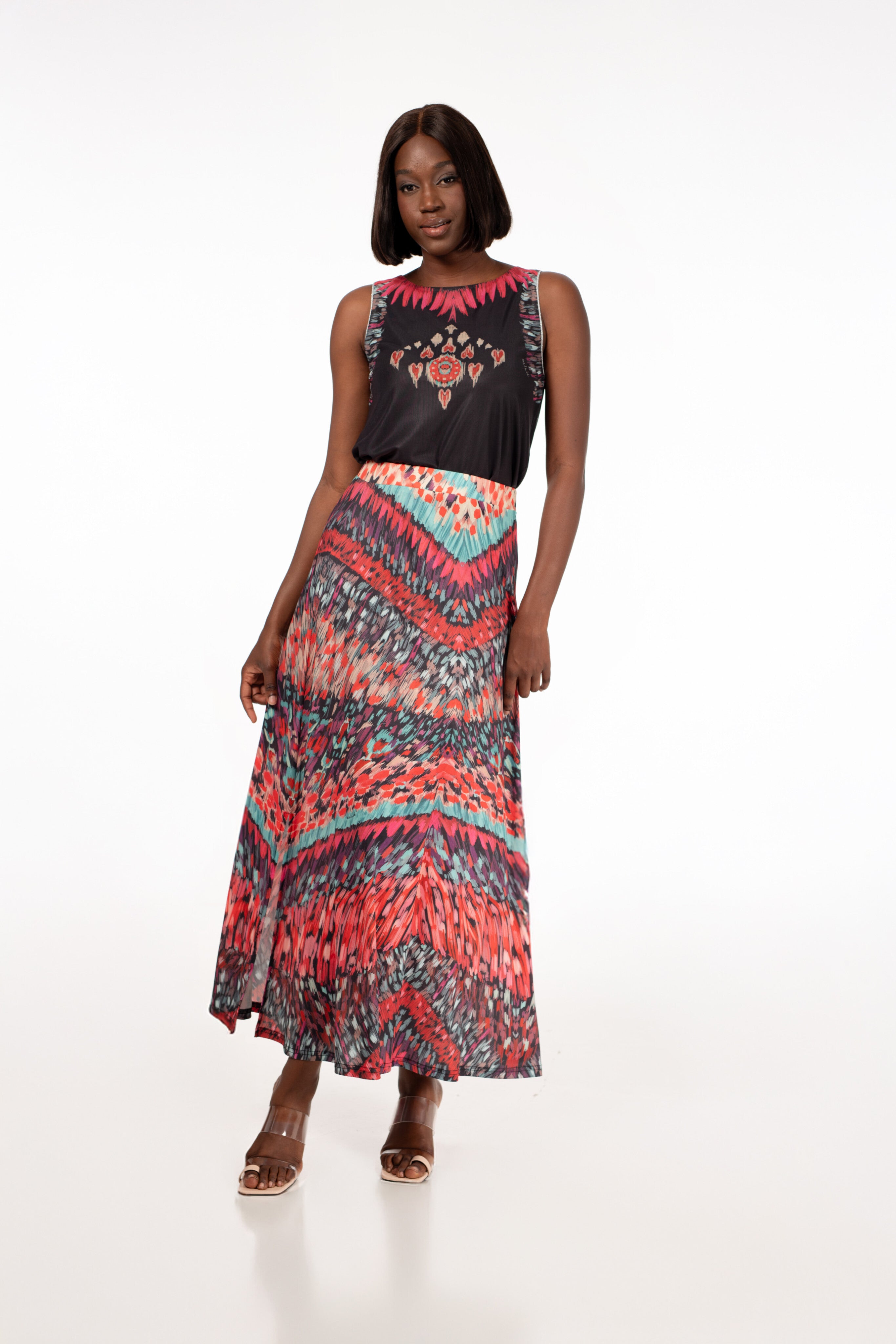 Falda maxi estampado colorido de verano