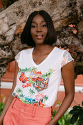 Camiseta Blanca "Cuba Chic" - Toque de Lentejuelas