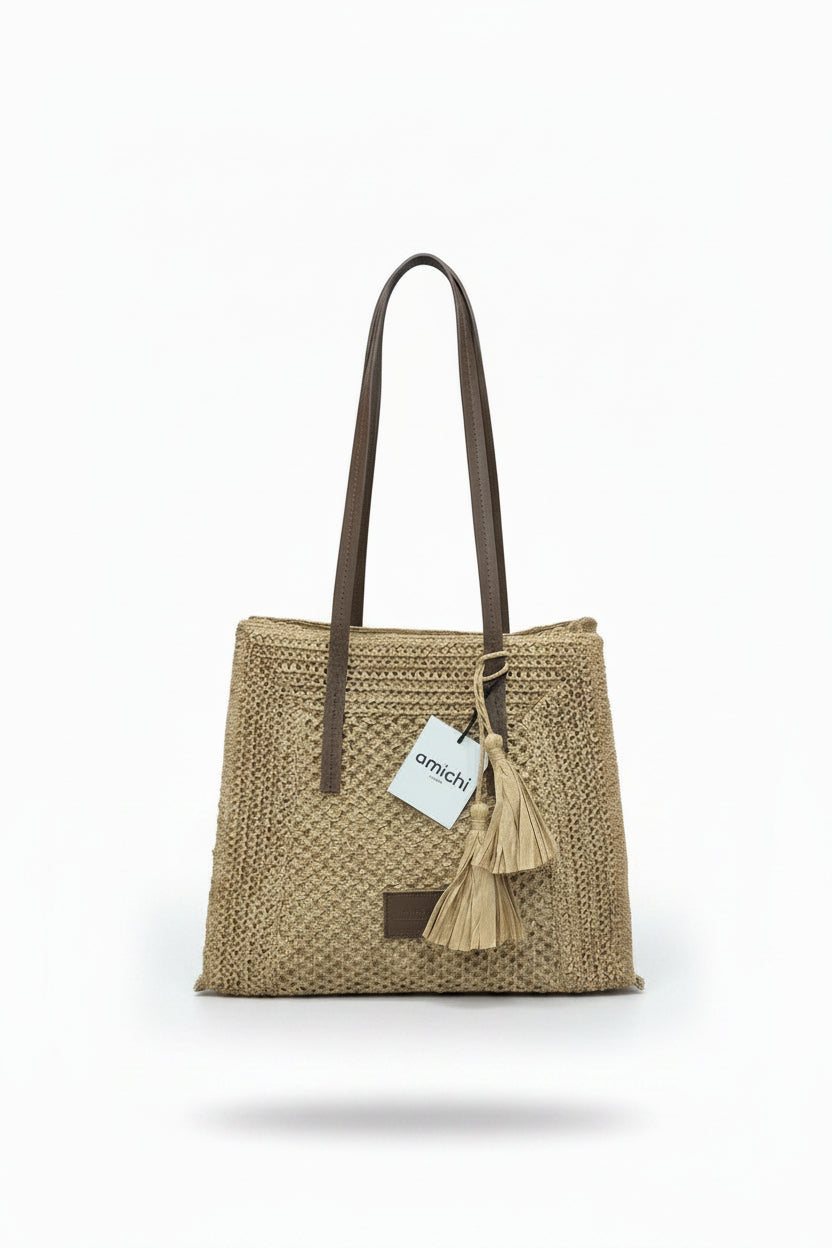Bolso shopper de rafia Amichi