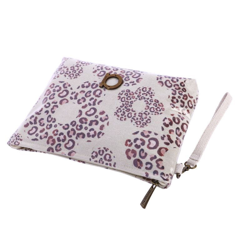 Bolso de mano plastificado Amichi con flores leopardo