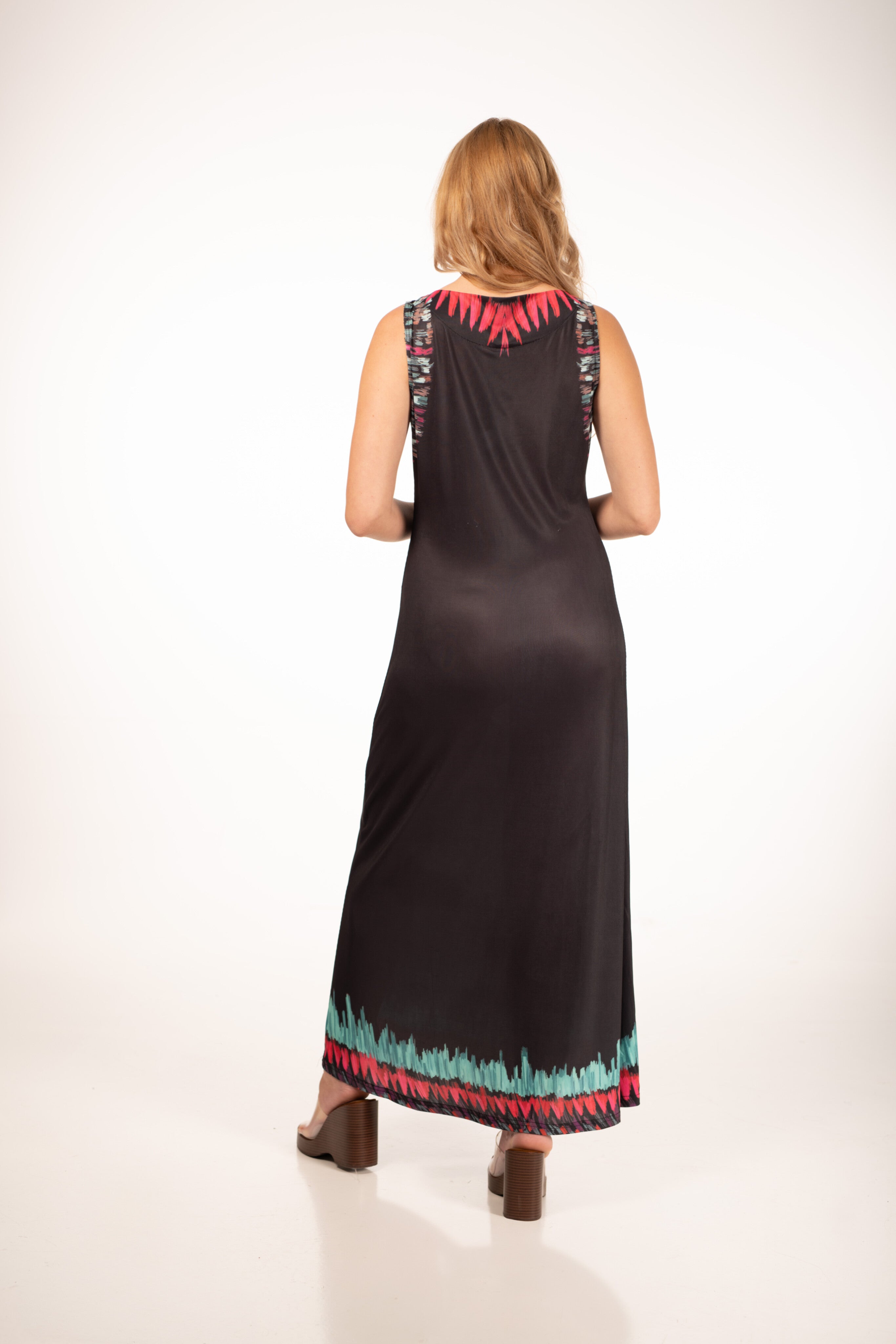 Vestido maxi boho con estampado étnico