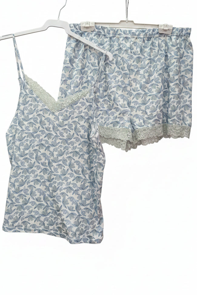 Pijama Don Algodón estampado celeste