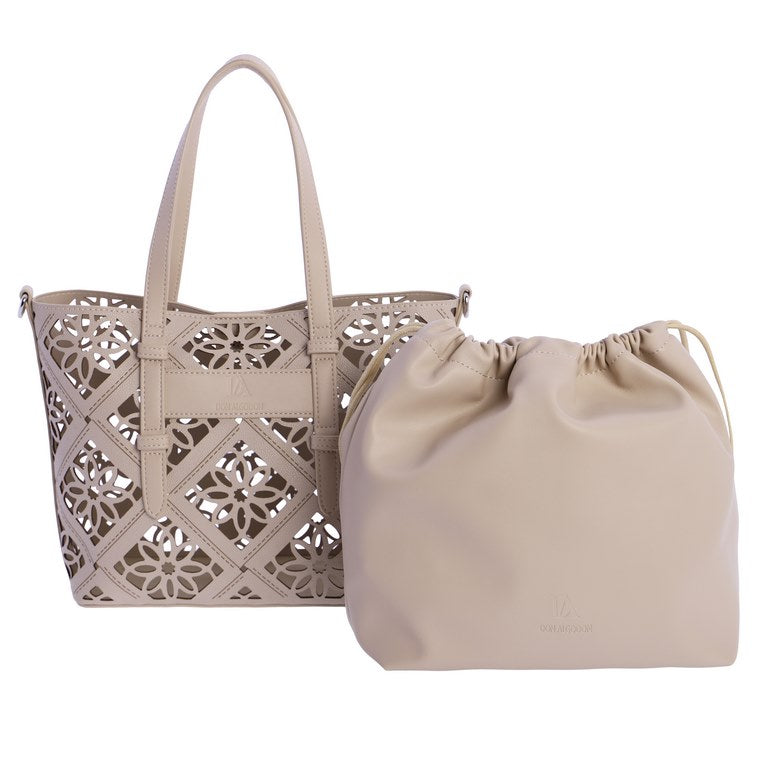 Set de Bolso Tote Calado con Neceser Interior Don Algodón