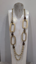 Collar Largo Geométrico Eslabones y Resina