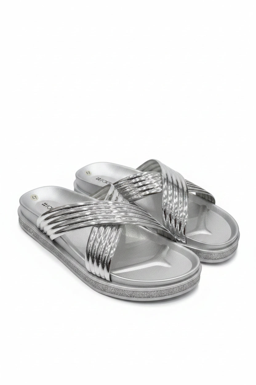 Sandalias Pala Cruzada Metalizadas